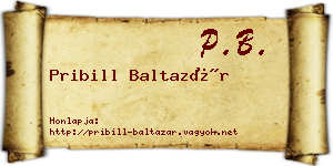 Pribill Baltazár névjegykártya
